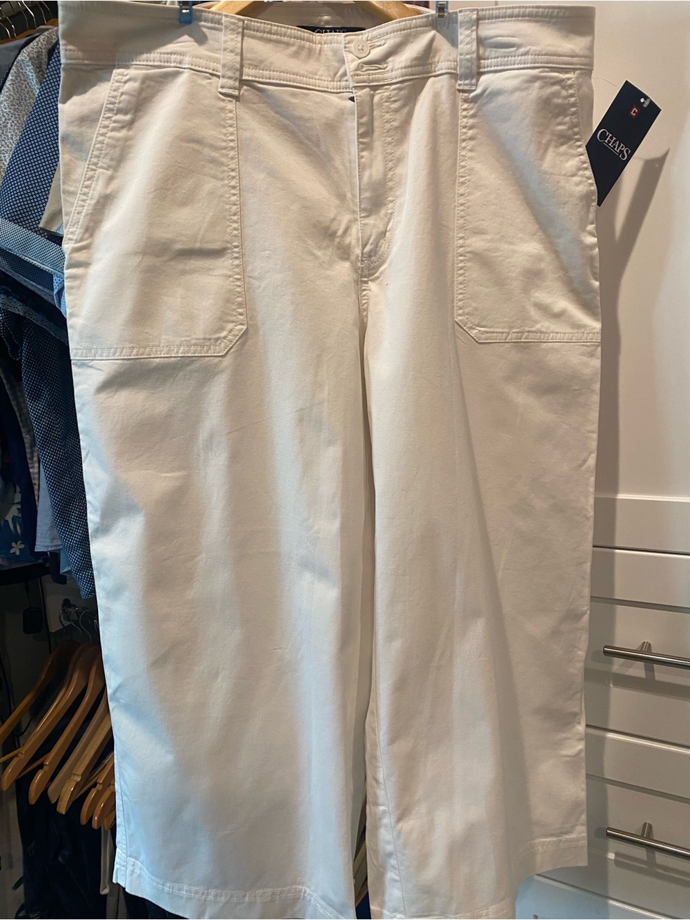 Chaps Cream Cropped Wide-Leg Utility Pants